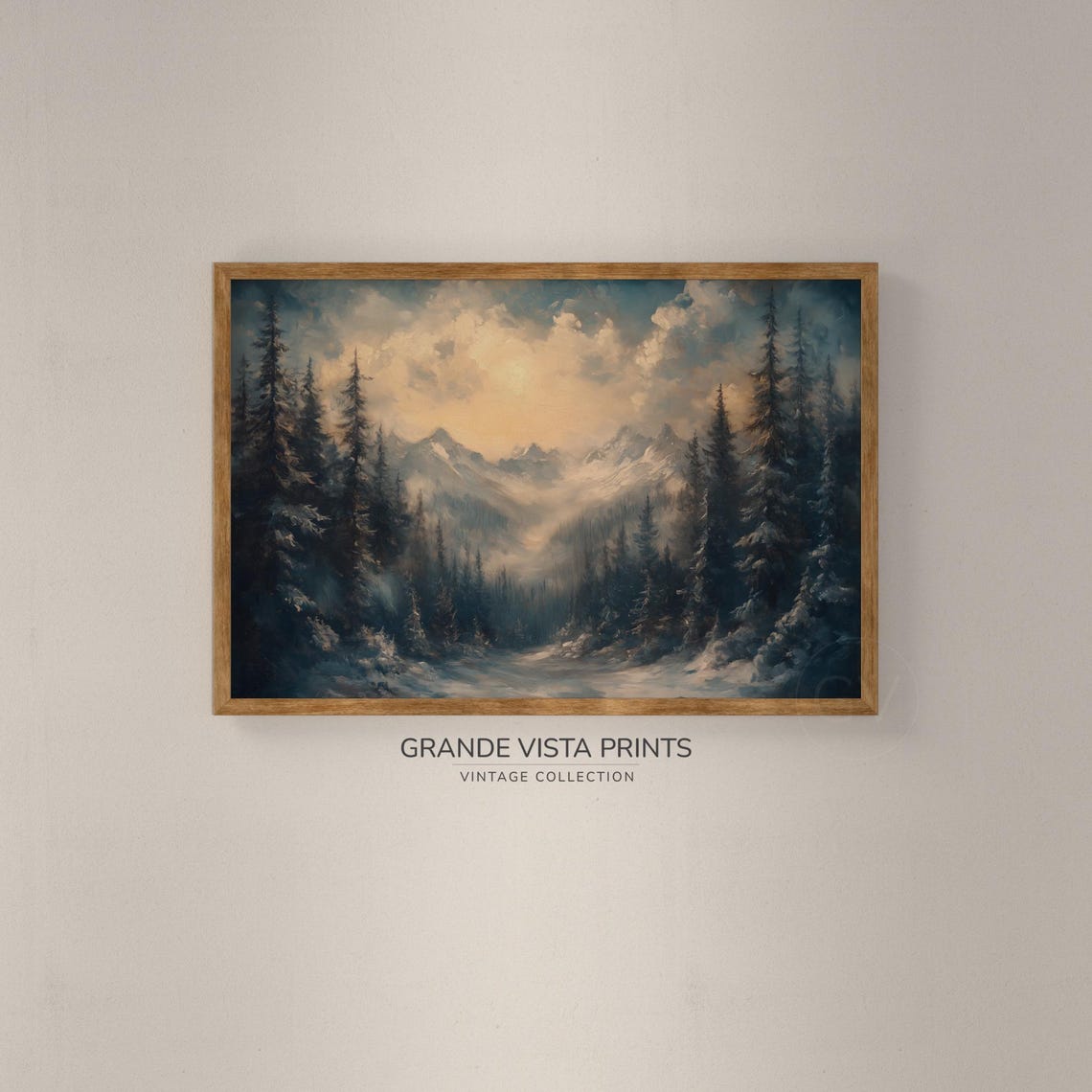 Misty Winter Mountain Valley Tall Pines Morning Light Landscape Poster - Image 2