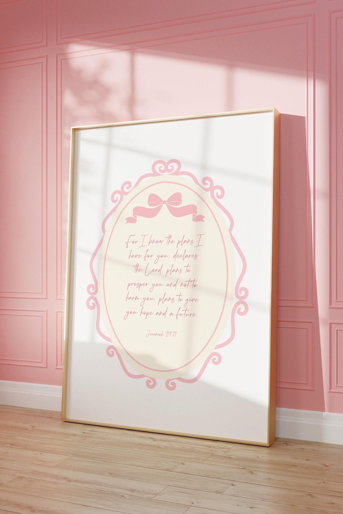 Jeremiah 2911 Pink Coquette Bible Verse Wall Art For Faith Women