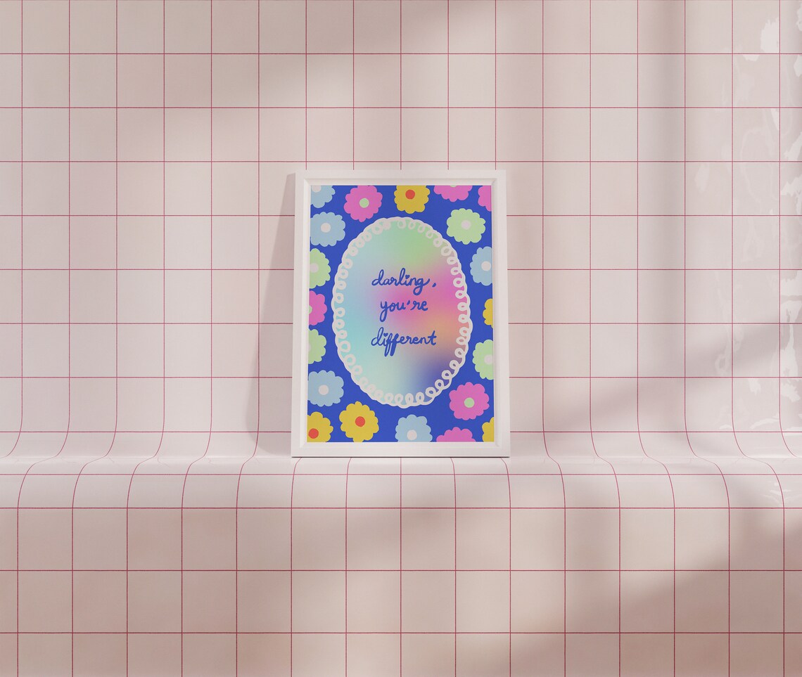 Colorful Darling You Are Different Print Self Love Wall Art
