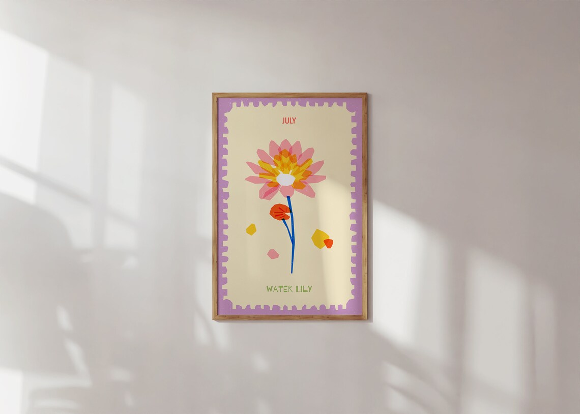 Water Lily Art Print, July Birth Month Flower