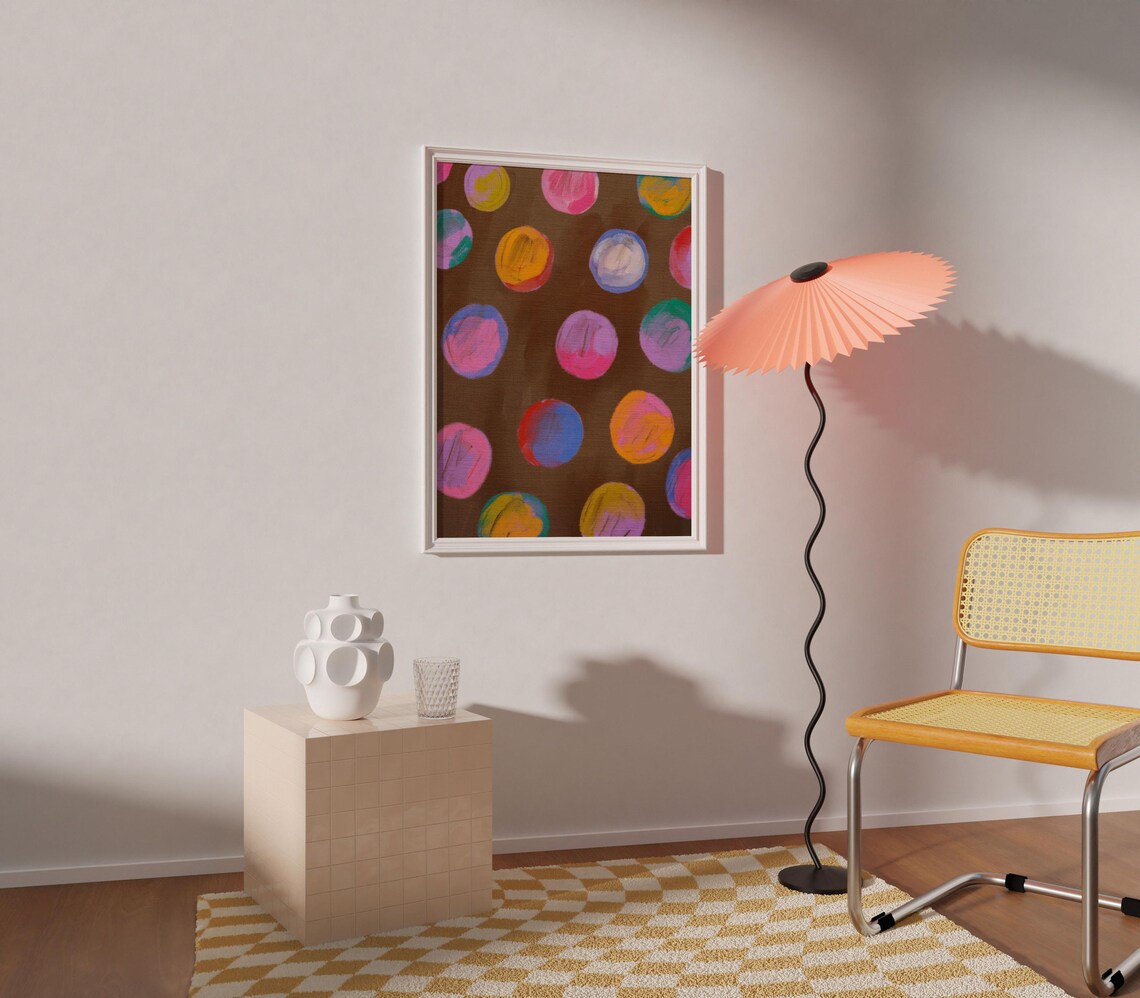 Colorful Dots Acrylic Art Print Abstract Geometric Wall Decor