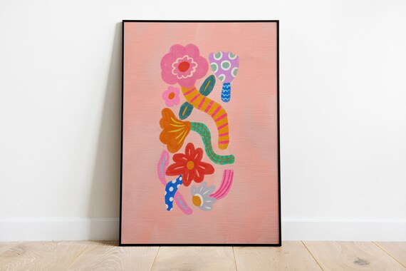 Abstract Floral Botanical Print Colorful Living Room Wall Art