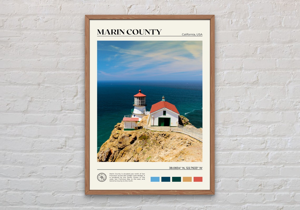 Marin County California Point Bonita Lighthouse Cliff Photo Poster
