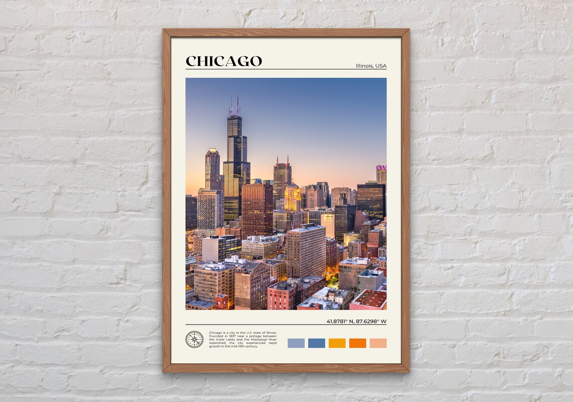 Chicago Photo Travel Poster, Illinois Wall Art