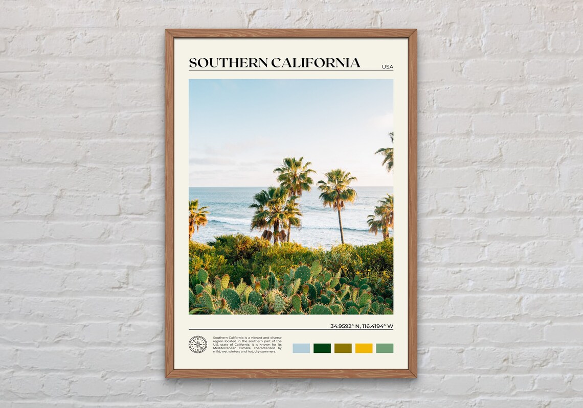 Southern California Photo Travel Poster, Wall Art