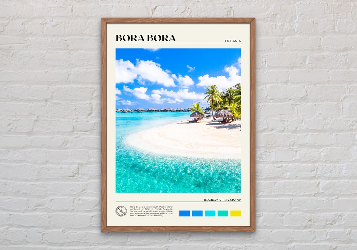 Bora Bora Tropical French Polynesia Beach Travel Photography Poster