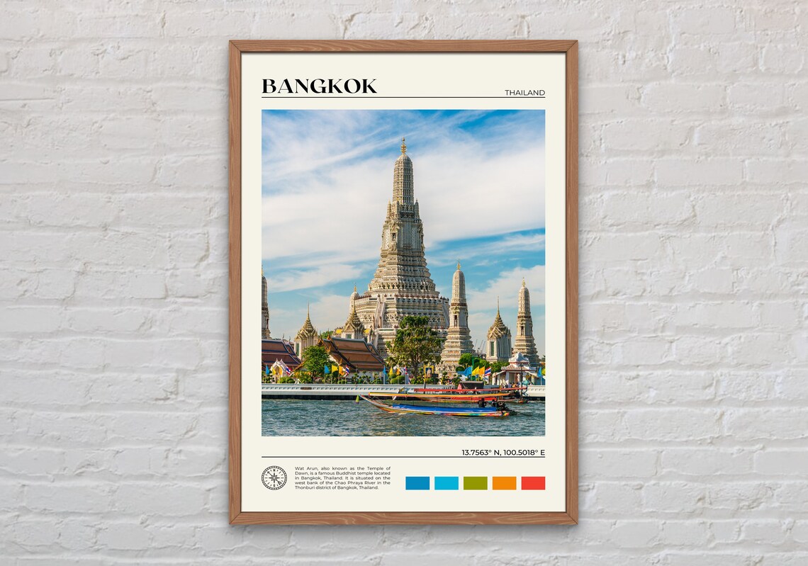 Bangkok Thailand Iconic Wat Arun Temple of Dawn River Photo Poster