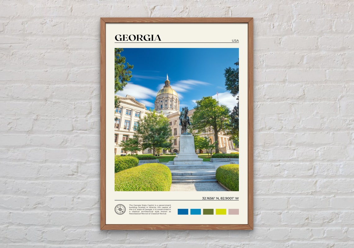 Real Photo Georgia Print Georgia Wall Art Georgia Poster Georgia Photo Georgia Poster Print Georgia Wall Decor United States