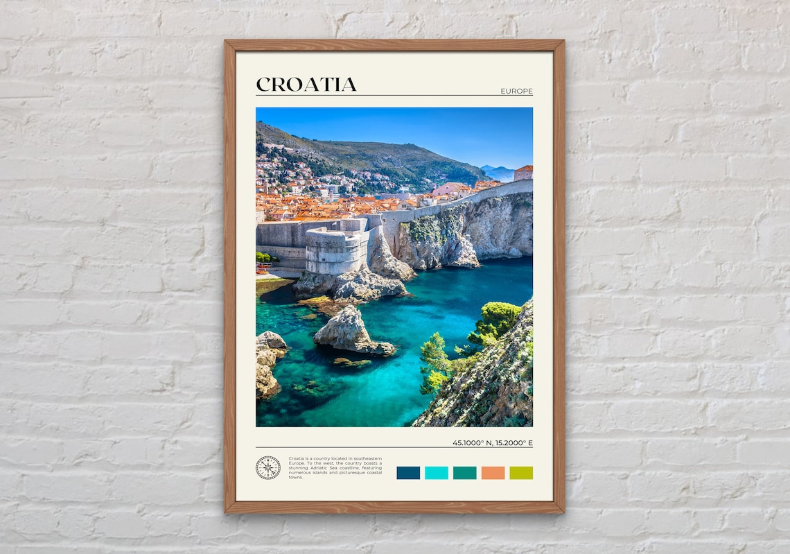 Croatia Real Photo Travel Poster, Europe Wall Decor