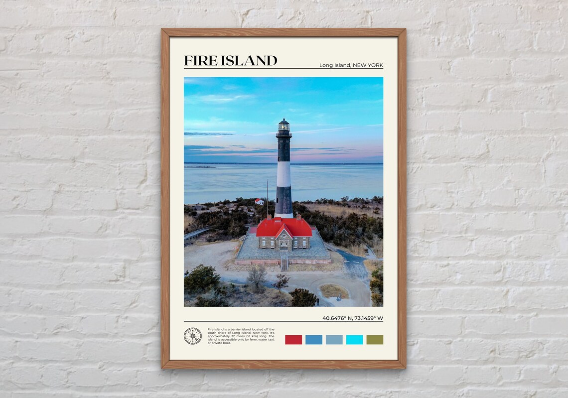 Fire Island Travel Poster, New York Wall Art