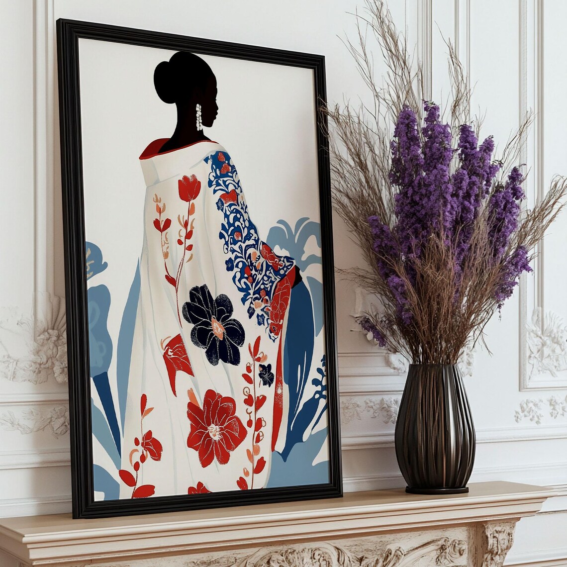 Elegant Floral Kimono Woman Digital Download Printable Decor Poster - Image 2