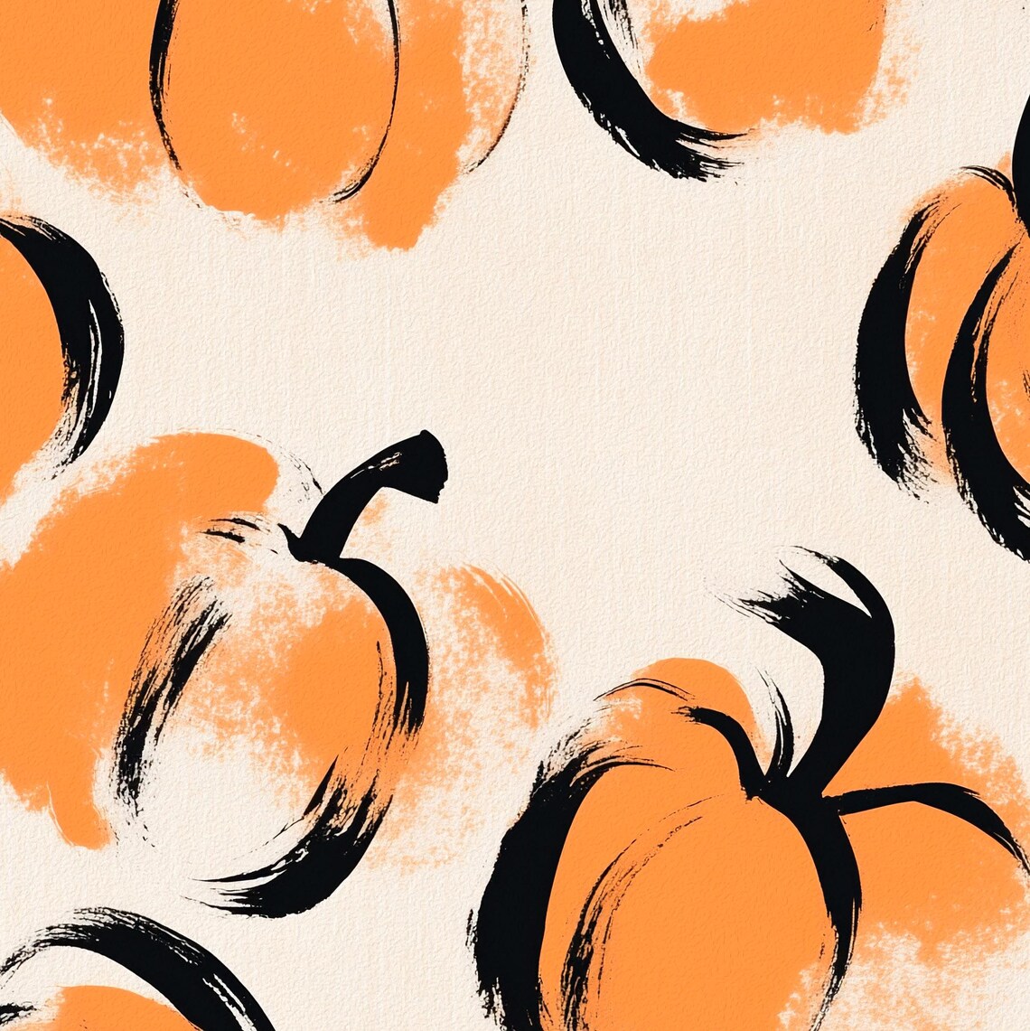 Nine Orange Pumpkins Brush Stroke Minimalist Autumn Art Poster - Image 2