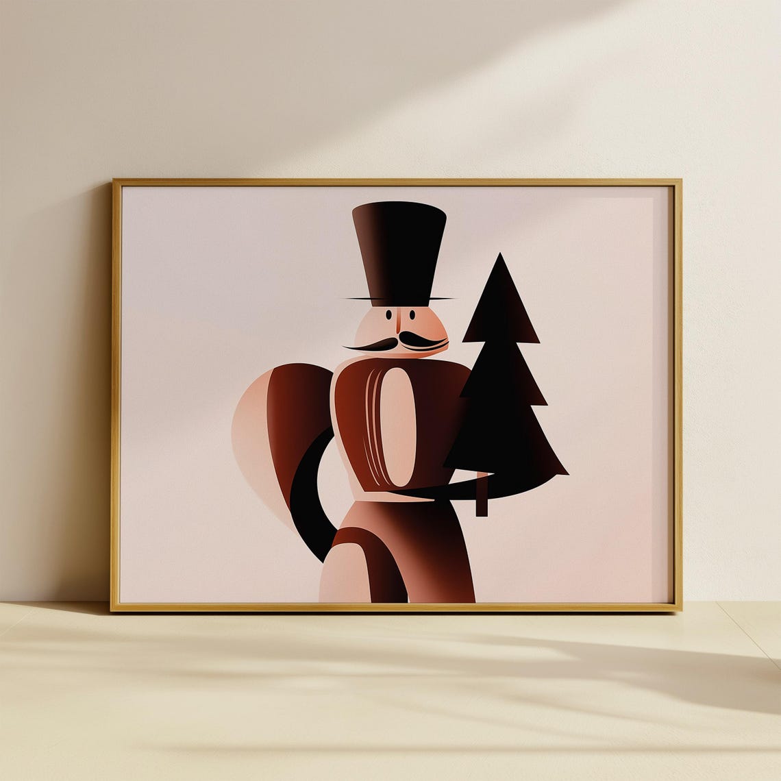 Art Deco Nutcracker Soldier With Tall Hat Holding Small Tree Poster