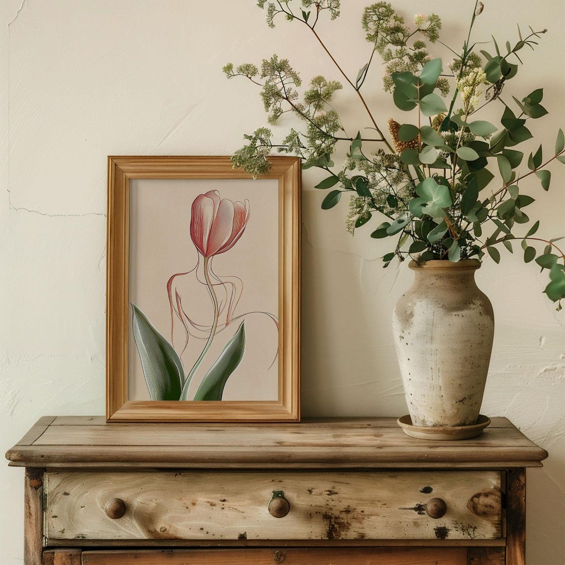 Tulip Woman Body Line Art Elegant Minimalist Floral Decor Poster - Image 2
