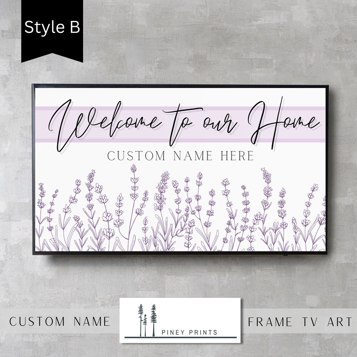 Personalized Welcome Home Lavender Botanical Family TV Art Poster - Image 3