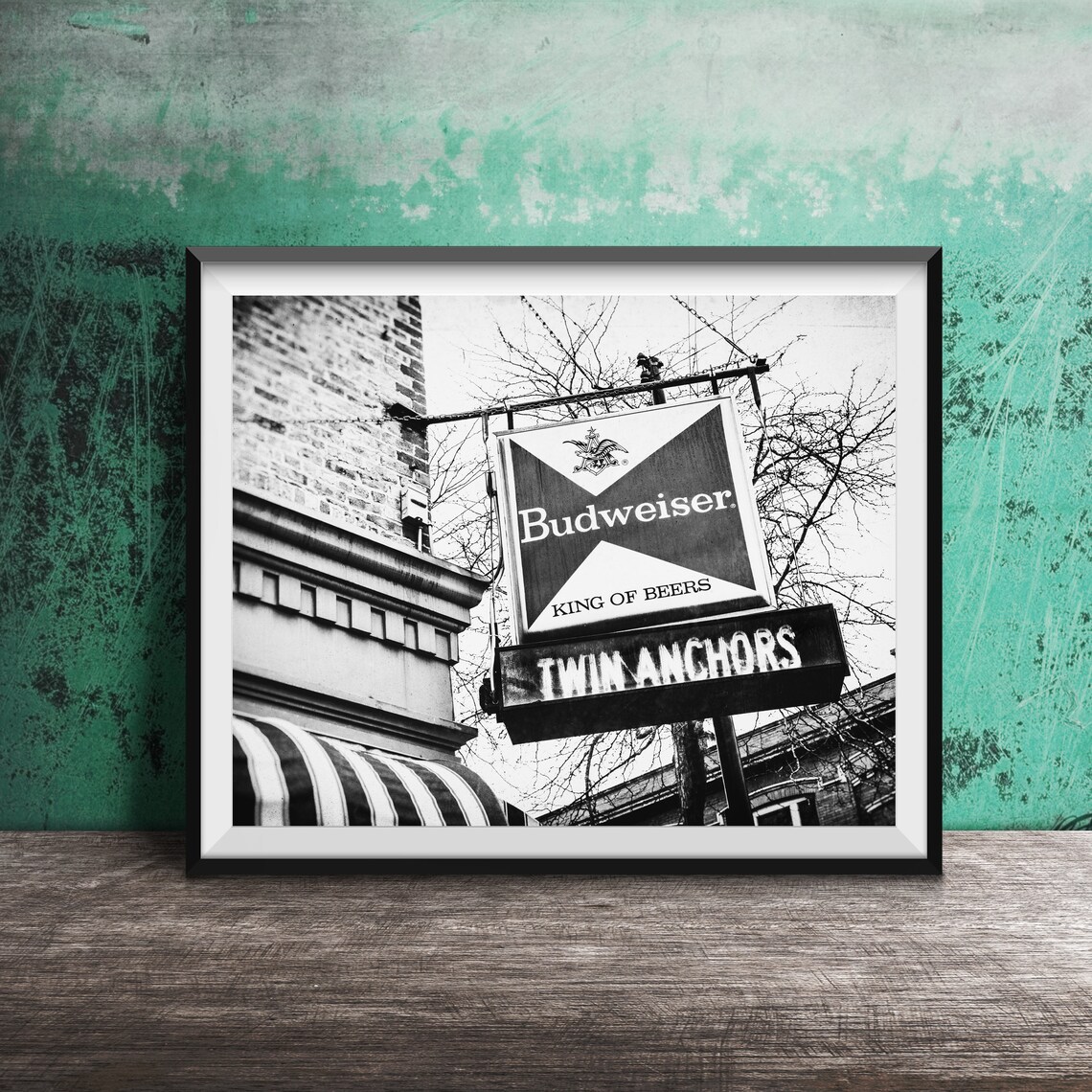 Twin Anchors Budweiser Chicago Bar Sign Art Print - Image 2