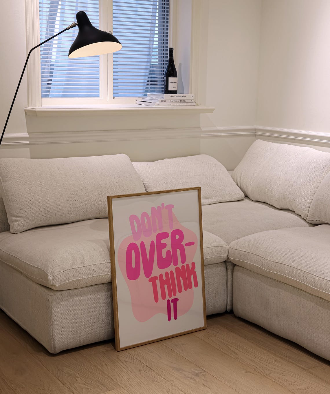 Don't Overthink It Pink Bubble Letters Wavy Background Quote Poster - Image 2