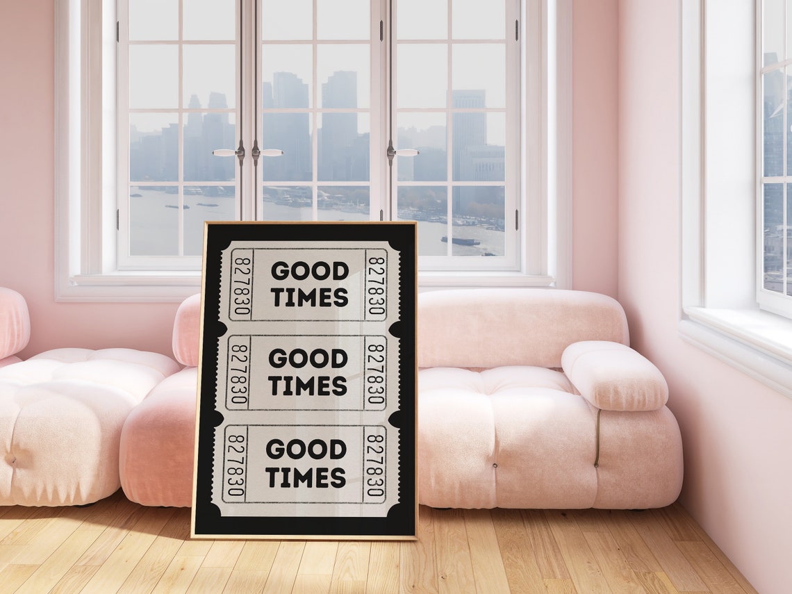 Good Times Vintage Admit One Tickets Black Retro Decor Poster - Image 3