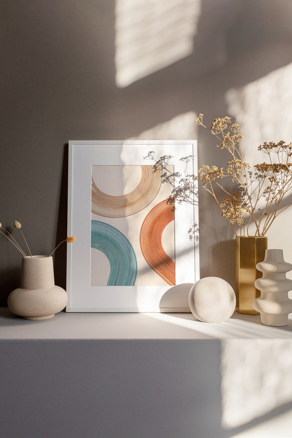 Rainbow Print Mid Century Modern Art Abstract Wall Decor Boho Home Decor Minimalist Wall Art Boho Living Room Decor Rainbow Poster