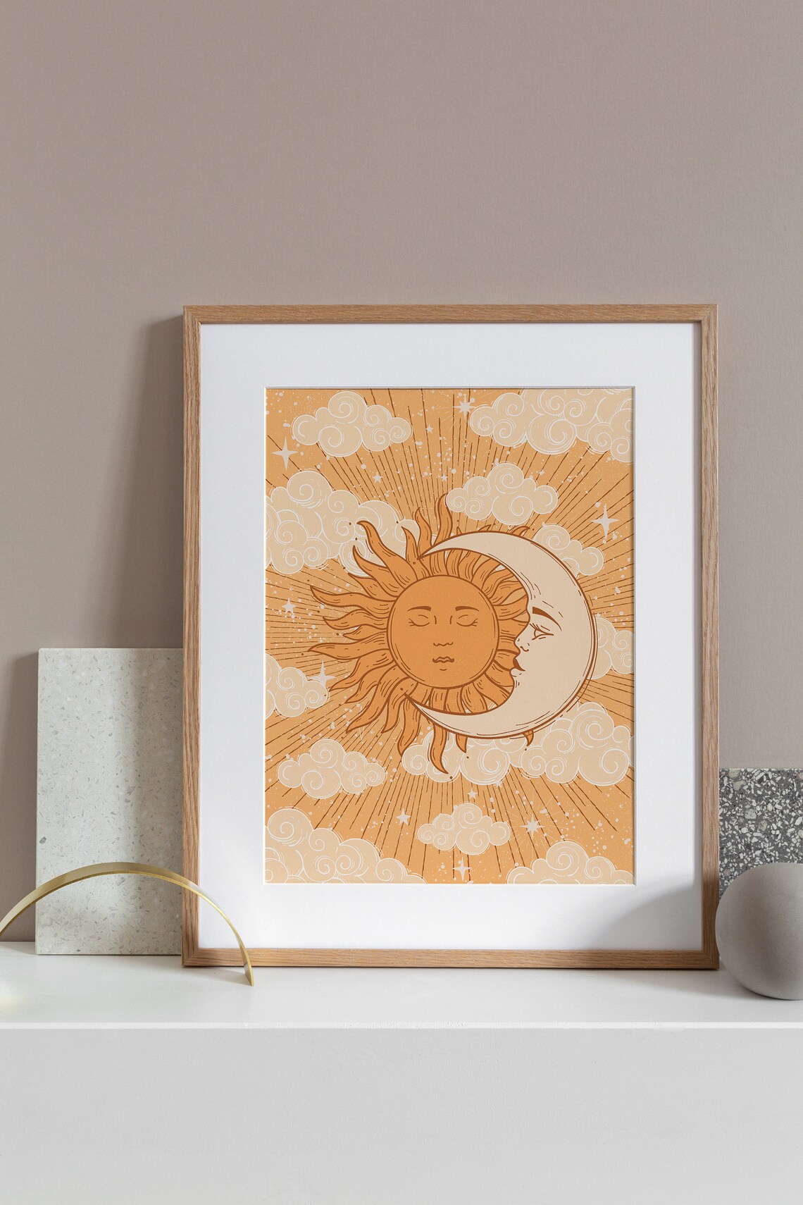 Sun And Moon 70s Celestial Wall Art Print - Image 3