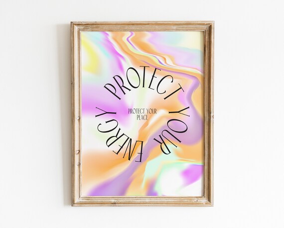 Protect Your Energy Protect Your Peace Pastel Swirl Quote Poster