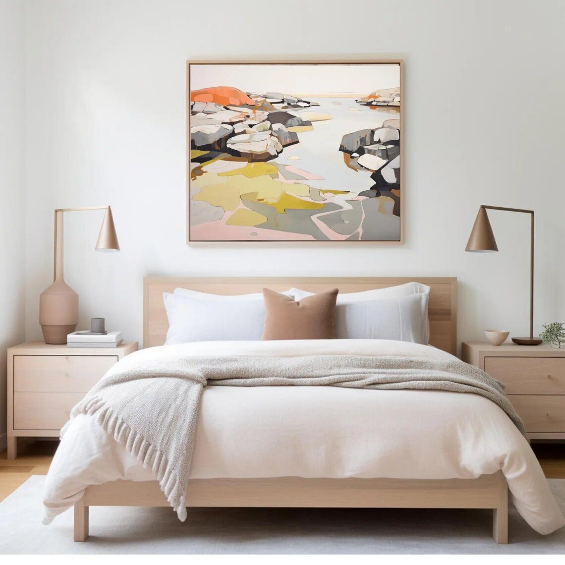 Abstract Rocky Shoreline Painting Geometric Stones Modern Art Poster - Image 4