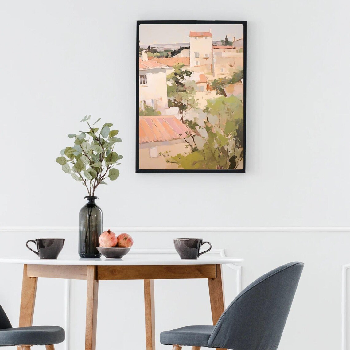 French Village South of France Terracotta Rooftops Painting Poster - Image 3