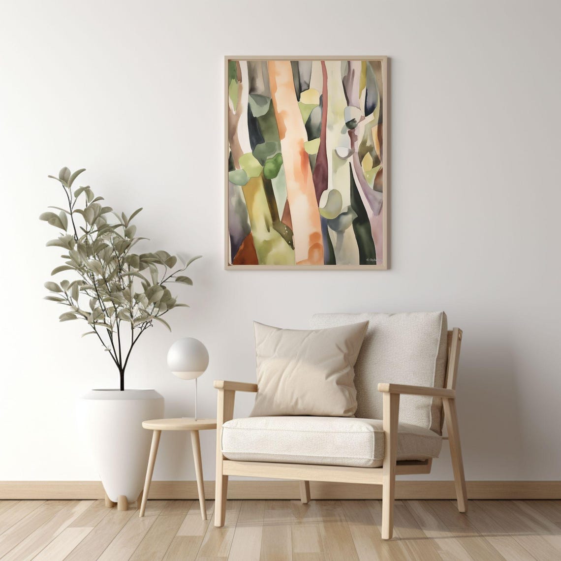 Eucalyptus Bark Abstract Watercolor Painting Soft Botanical Poster - Image 4