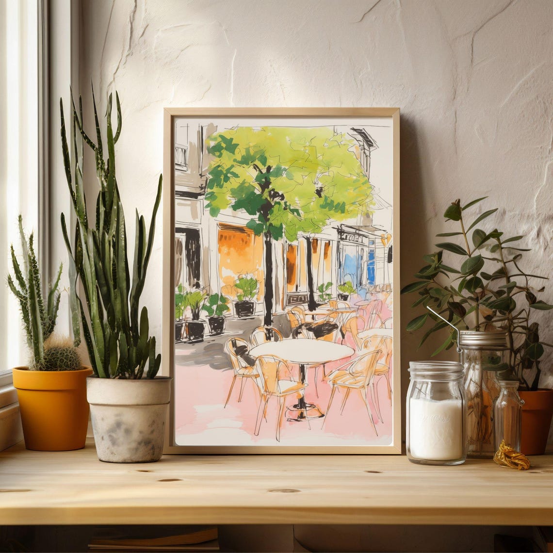 Paris Bistro Street Sketch French Cafe Terrace Drawing Poster - Image 4