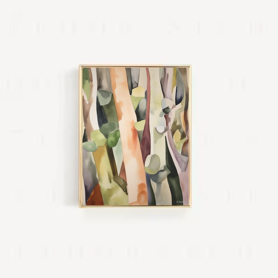 Eucalyptus Bark Abstract Watercolor Painting Soft Botanical Poster - Image 3