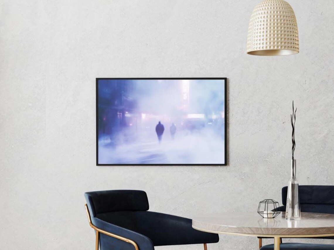 Blurry City Silhouettes, Dreamlike Urban Fog Art Print - Image 2