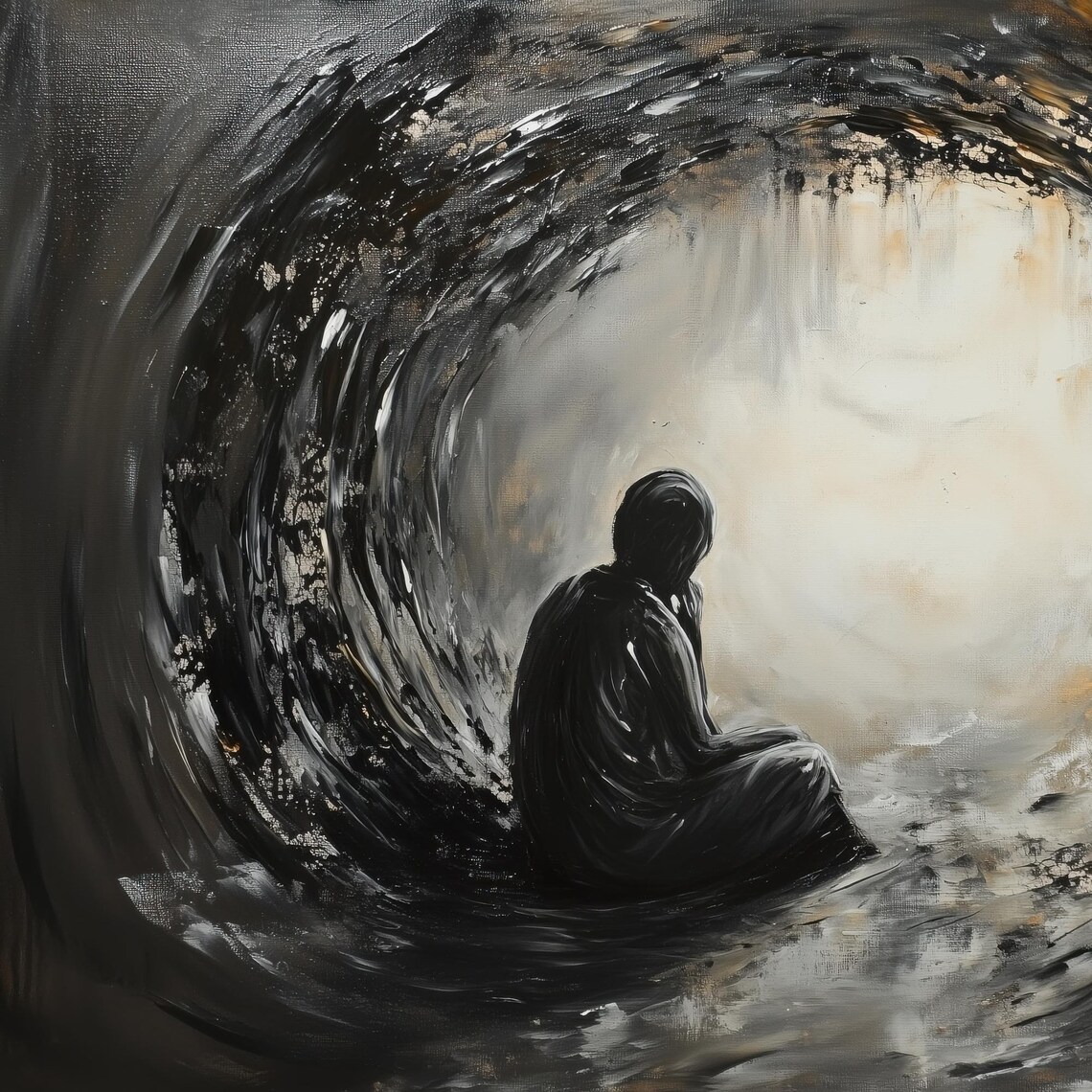Into The Silence Emotional Abstract Figure Art Print - Image 3