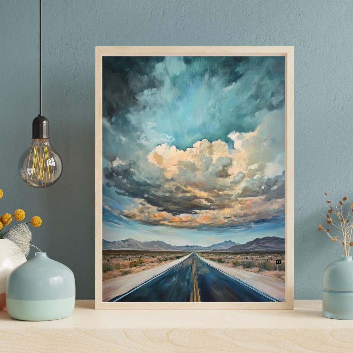 Desert Highway Oil Painting, Western Landscape - Image 5