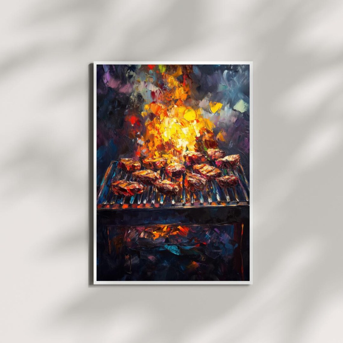 Bbq Grill Fire Vibrant Abstract Cookout Art - Image 4