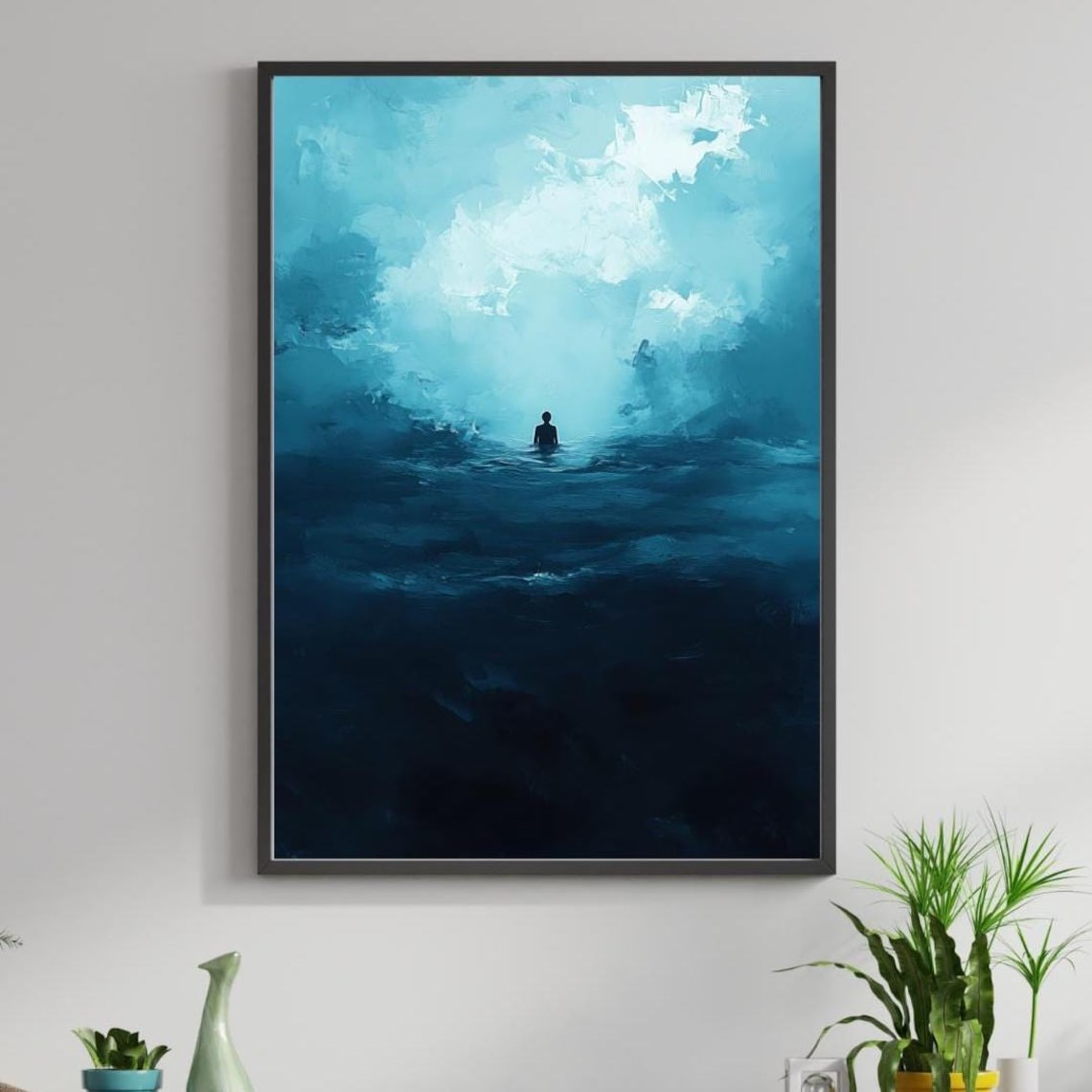 Solitude In Blue, Abstract Ocean Painting - Image 5
