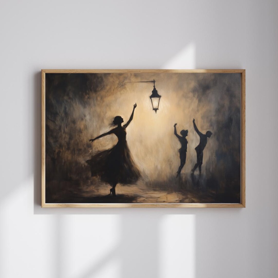 Streetlight Waltz Romantic Silhouette Dance Art Print