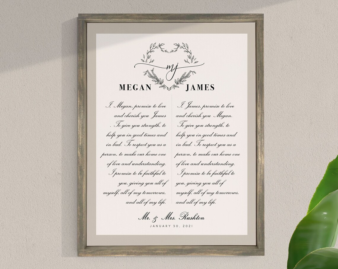 Wedding Vows Names Date Location Art Print