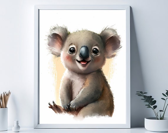 Koala Wall Art Baby Print Girls Bedroom Decor Animal With Floral Crown