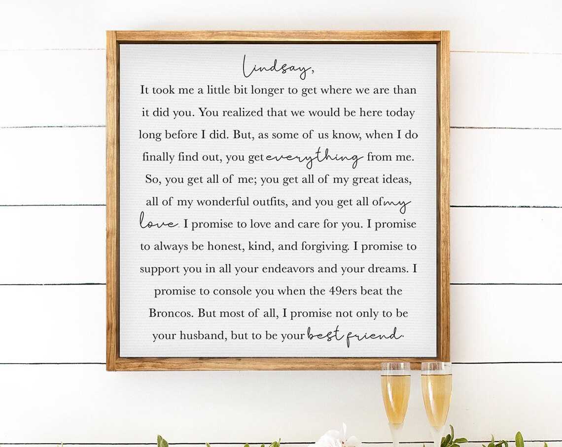 Wedding Vow Anniversary Art Print, Custom Gift