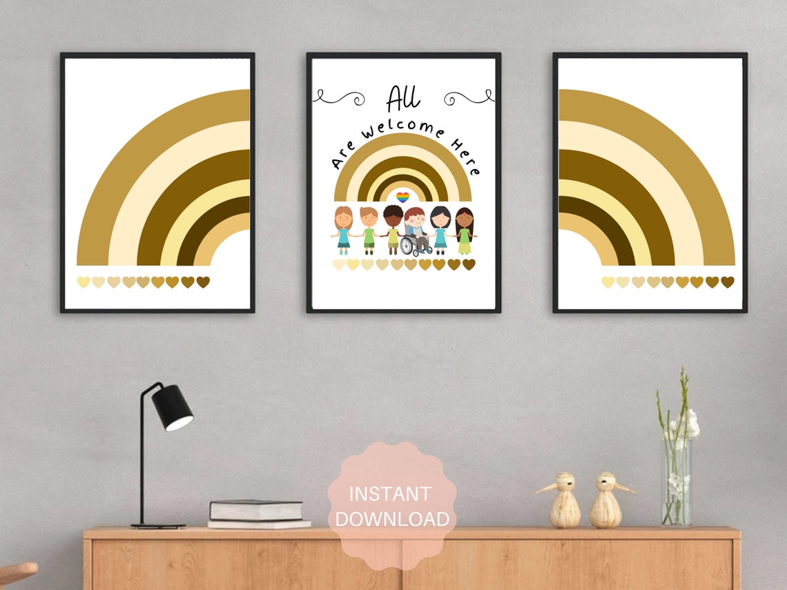 Neutral Boho Rainbow Nursery Minimalist Modern Earth Tone Poster - Image 5