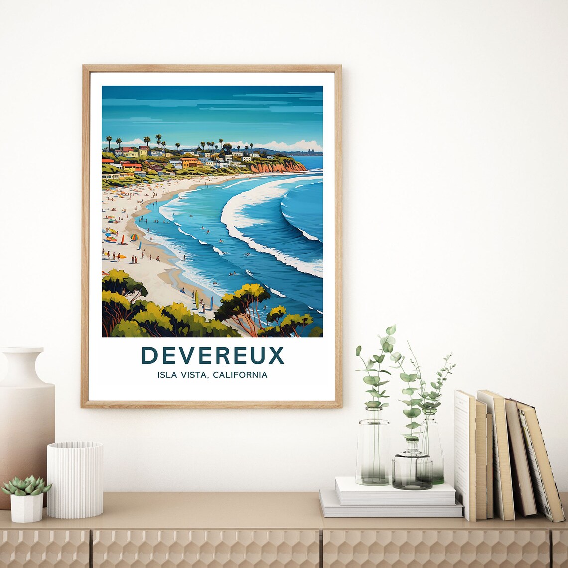 Devereux Beach Isla Vista California Surf Coast Travel Poster - Image 2