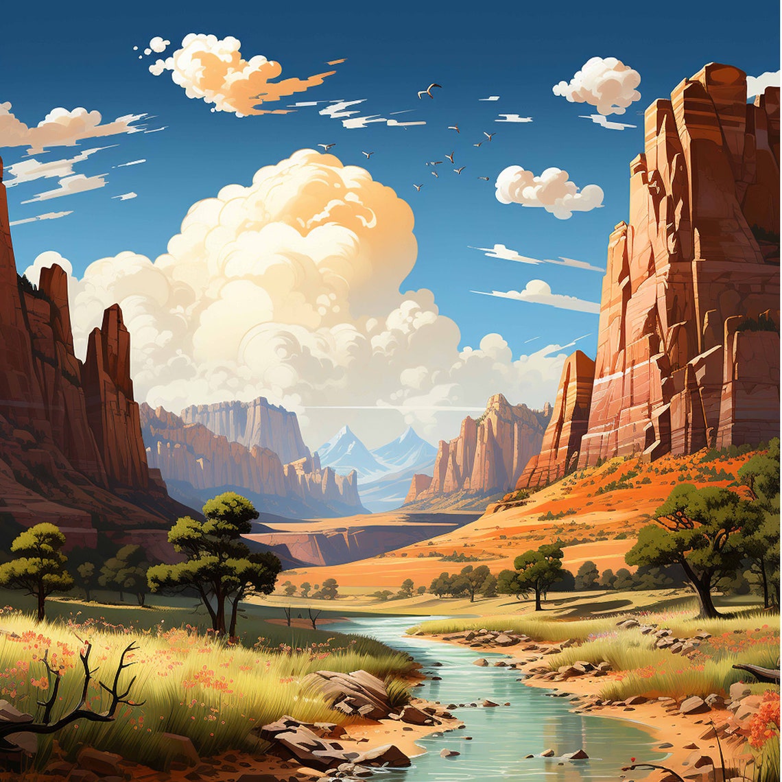 Zion National Park Red Rock Canyon River Scenic Travel Poster - Image 4
