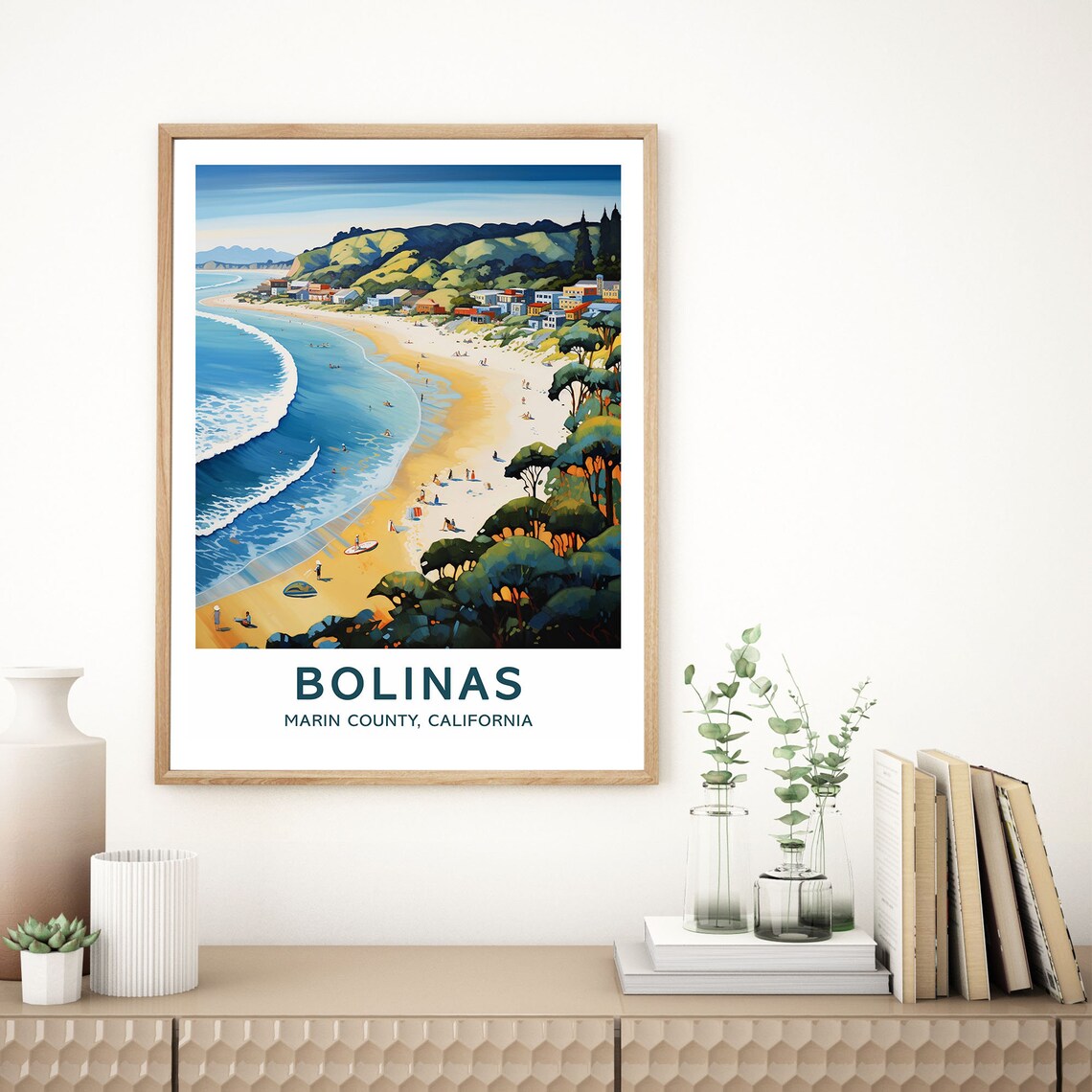 Bolinas Marin County California Coastal Beach Travel Art Poster - Image 3