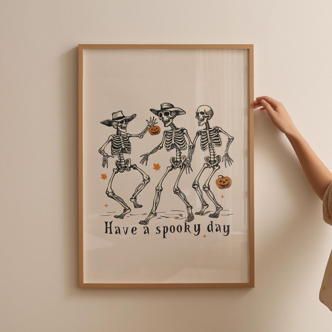 Have A Spooky Day Dancing Cowboy Skeletons Halloween Art Poster - Image 4
