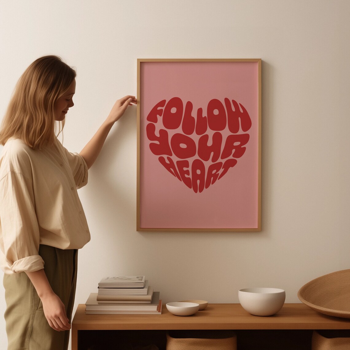 Follow Your Heart Retro Art Print, Trendy Poster - Image 2