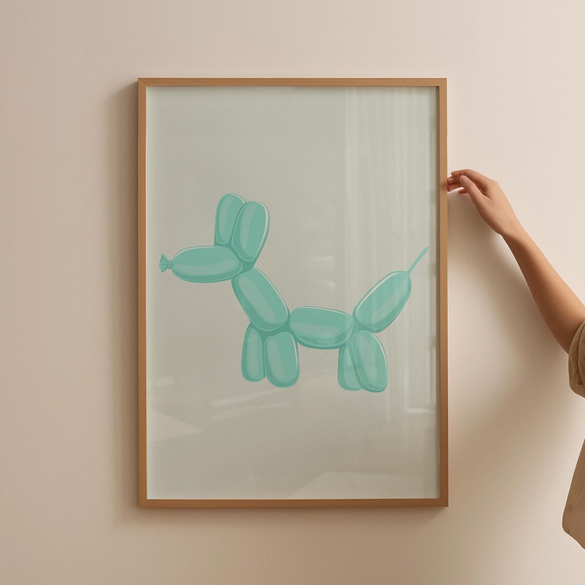 Mint Green Balloon Dog Modern Minimalist Preppy Cute Decor Poster - Image 4