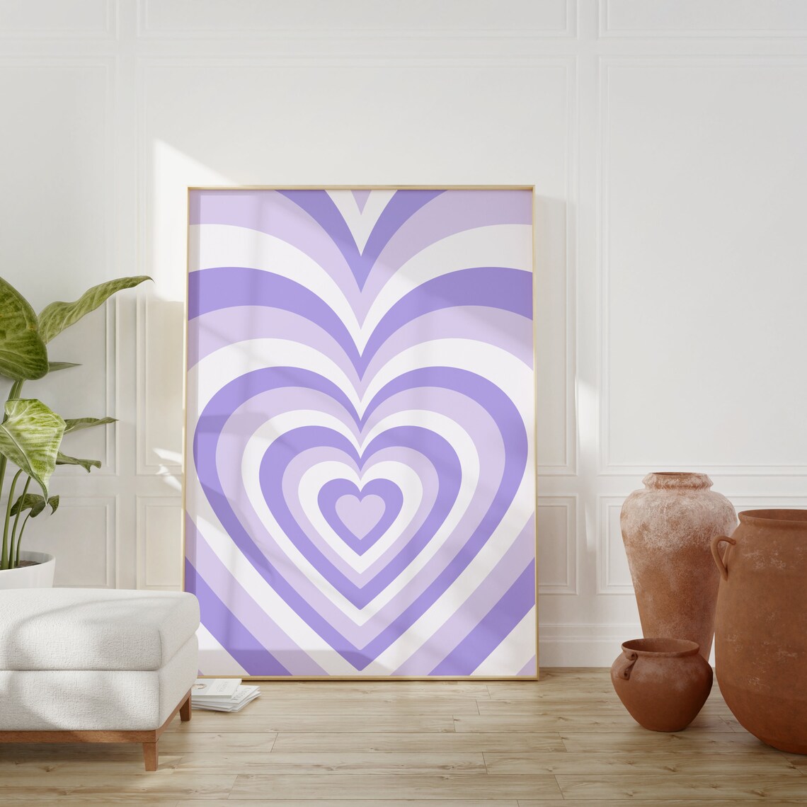Purple Heart Swirl Retro 70s Groovy Psychedelic Love Art Poster - Image 4