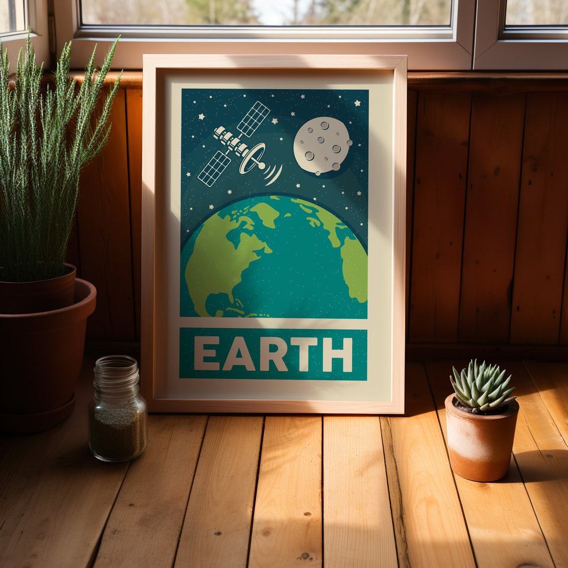 Earth Retro Space Satellite Moon Planet Vintage Chart Poster - Image 3