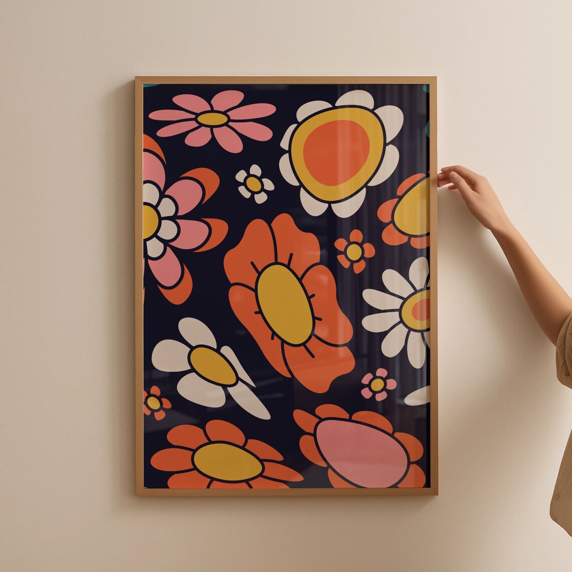 Retro Flower Poster, Groovy Floral Wall Decor - Image 4
