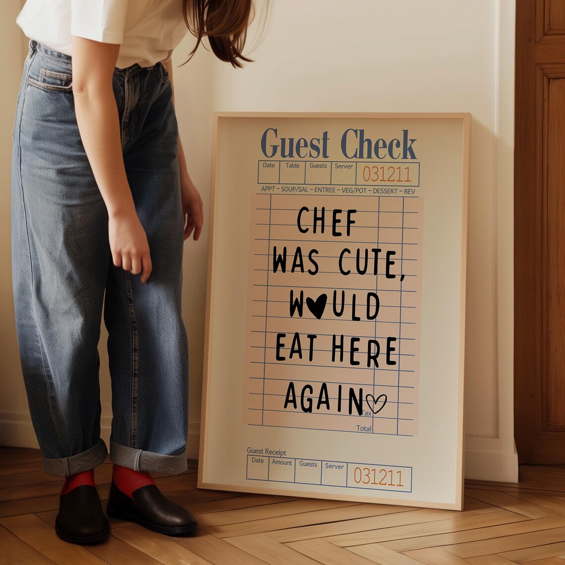 Chef Was Cute Guest Check Poster Trendy Wall Art Prints Kitchen Decor Wall Prints Apartment Prints Girly Poster Wall Decor - Image 2
